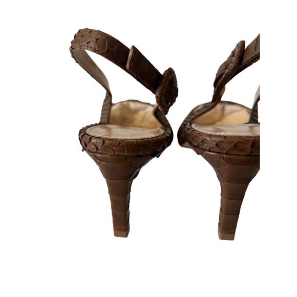 Gianvito Rossi Lindsay Python 60mm Slingback Pumps in Cuoio 42 - Picture 3 of 4